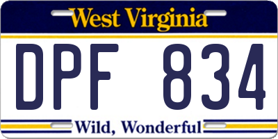 WV license plate DPF834