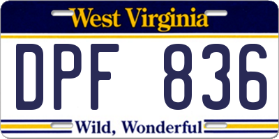 WV license plate DPF836
