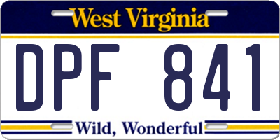 WV license plate DPF841