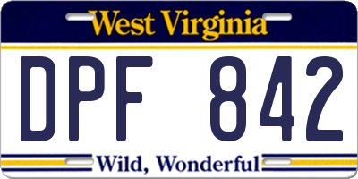 WV license plate DPF842