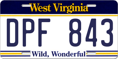 WV license plate DPF843