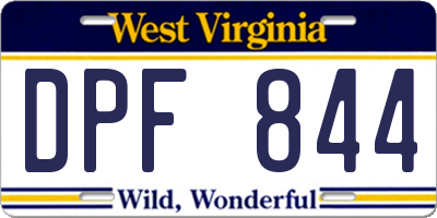 WV license plate DPF844