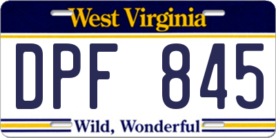 WV license plate DPF845