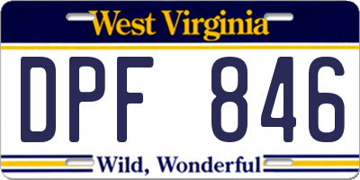 WV license plate DPF846