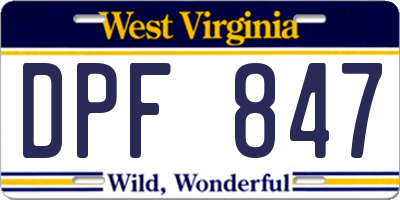 WV license plate DPF847