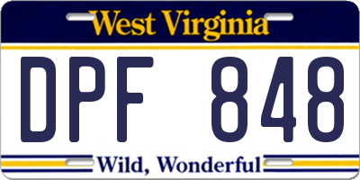WV license plate DPF848