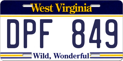 WV license plate DPF849