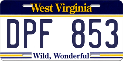 WV license plate DPF853