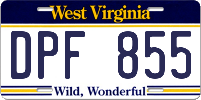 WV license plate DPF855