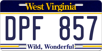 WV license plate DPF857