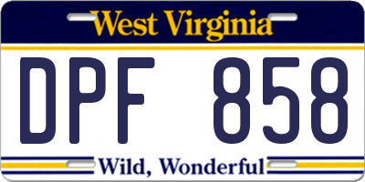WV license plate DPF858