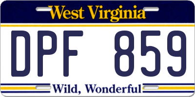 WV license plate DPF859