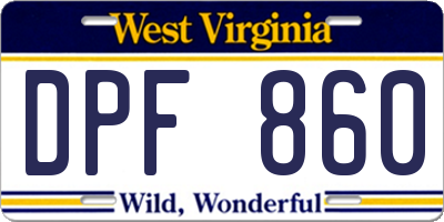 WV license plate DPF860