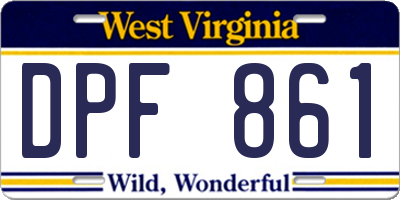 WV license plate DPF861