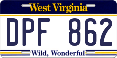 WV license plate DPF862
