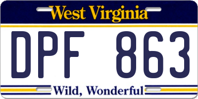 WV license plate DPF863