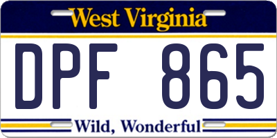 WV license plate DPF865