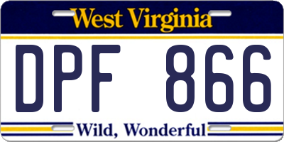 WV license plate DPF866