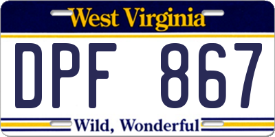 WV license plate DPF867