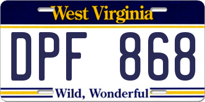 WV license plate DPF868