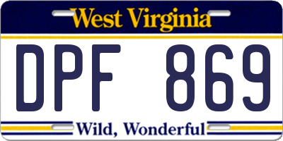 WV license plate DPF869