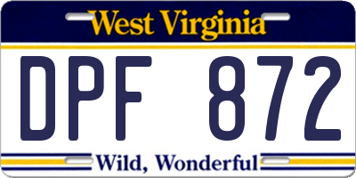 WV license plate DPF872