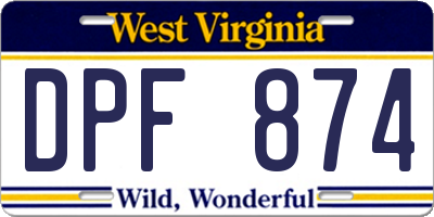 WV license plate DPF874