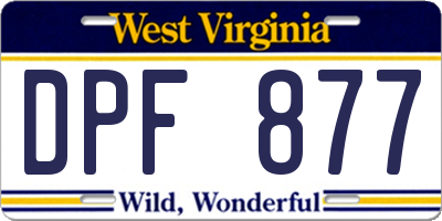 WV license plate DPF877