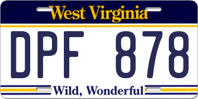 WV license plate DPF878