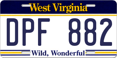 WV license plate DPF882