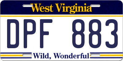 WV license plate DPF883