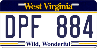 WV license plate DPF884