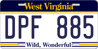 WV license plate DPF885