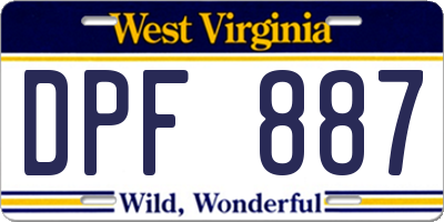 WV license plate DPF887