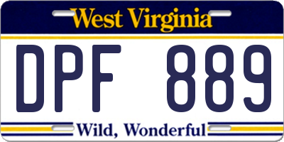 WV license plate DPF889