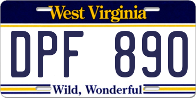 WV license plate DPF890