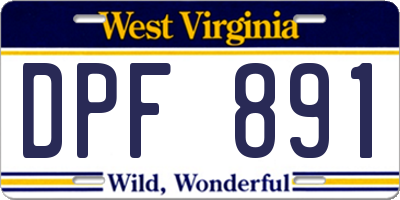 WV license plate DPF891