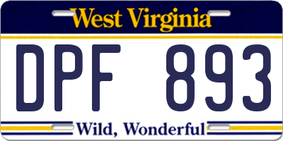 WV license plate DPF893
