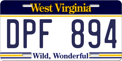 WV license plate DPF894
