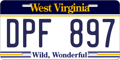 WV license plate DPF897