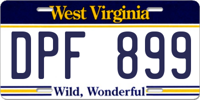 WV license plate DPF899
