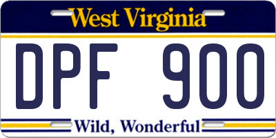 WV license plate DPF900