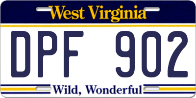 WV license plate DPF902