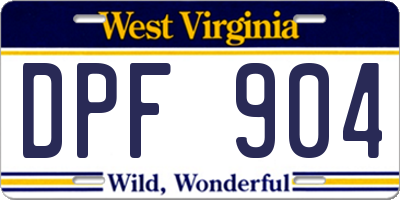WV license plate DPF904