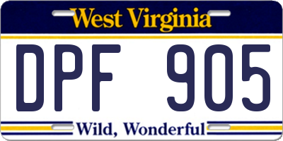 WV license plate DPF905