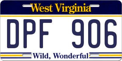 WV license plate DPF906