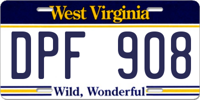 WV license plate DPF908
