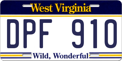 WV license plate DPF910