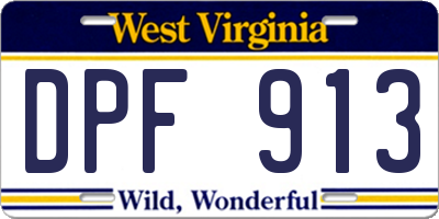 WV license plate DPF913