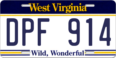 WV license plate DPF914
